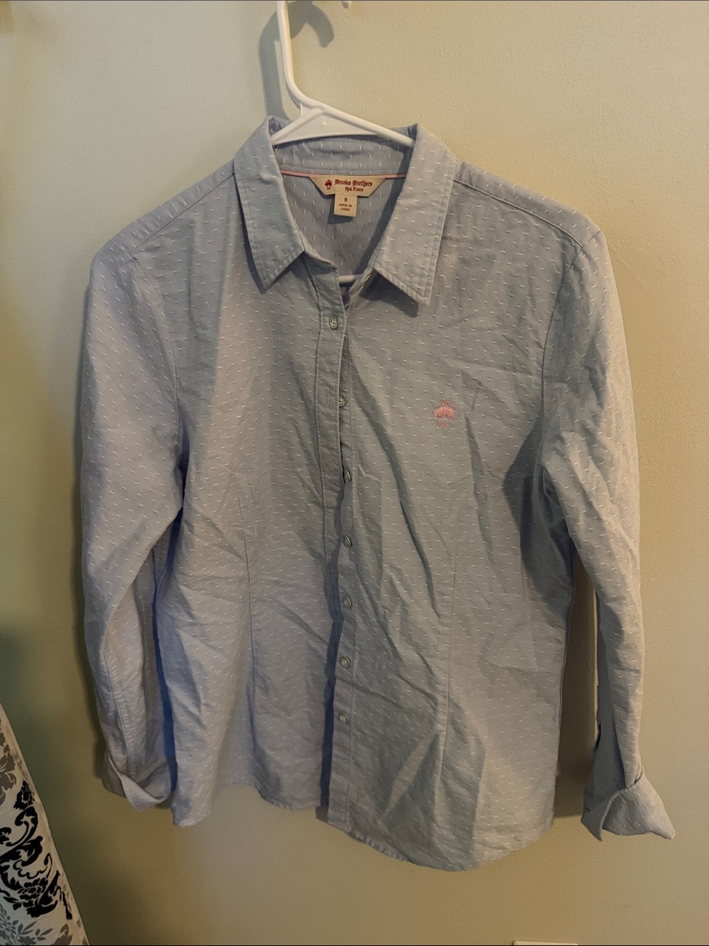 Brooks Brothers Pale Blue women's Dotted Button-Down Shirt size 8